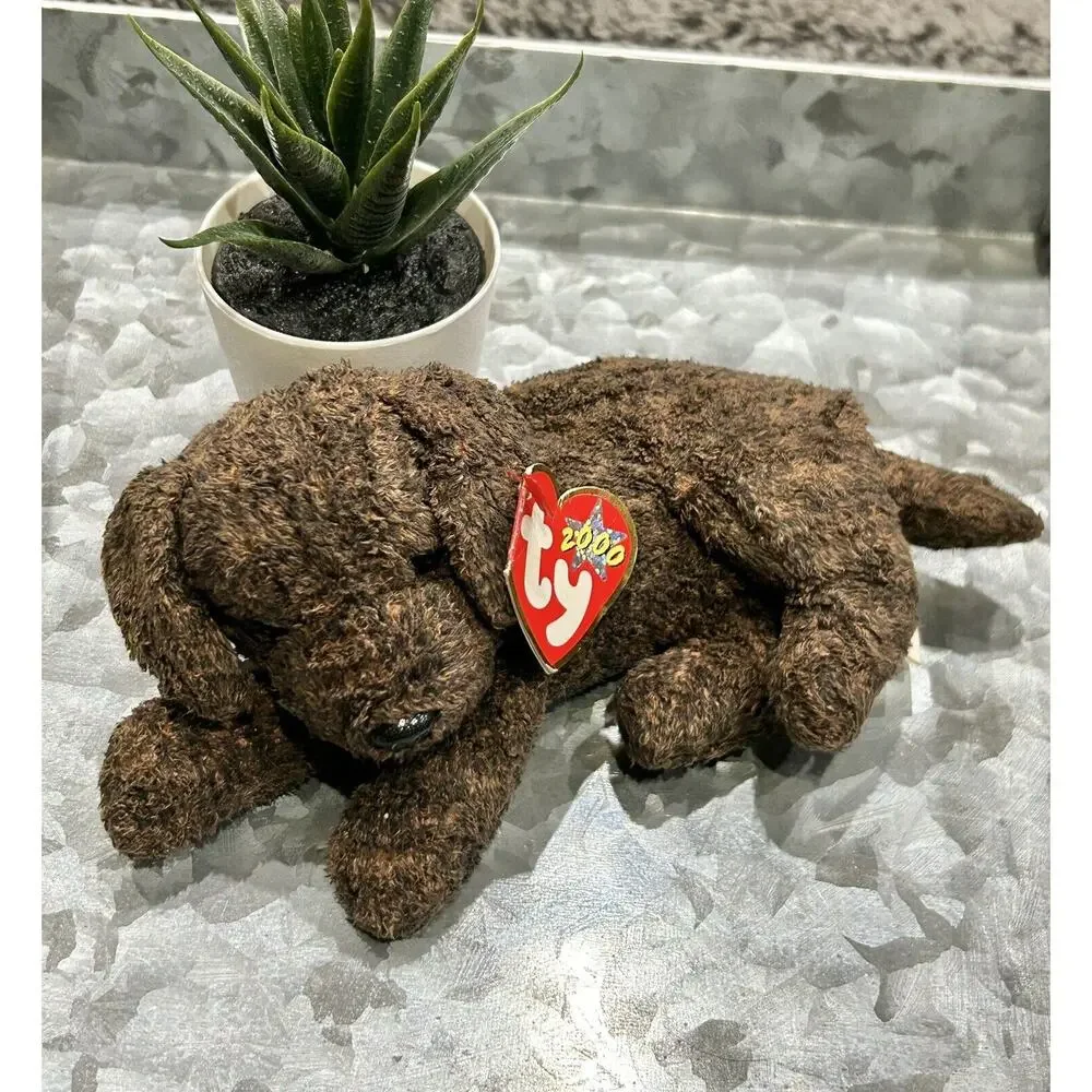 TY Beanie Baby - FETCHER the Dog Stuffed Animal Toy Brown Dog‎ 2000